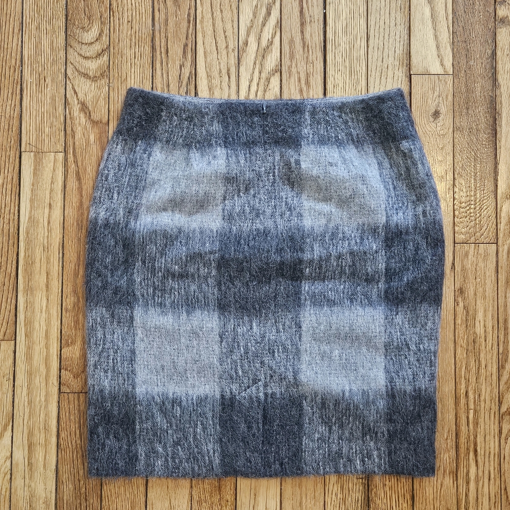 NWT Talbots Wool Blend Plaid Skirt Gray Buffalo Check Lined Winter Mini 4P - Picture 3 of 6